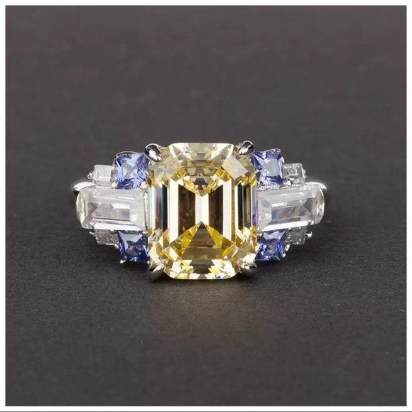 🎁 The Litsa Art Deco Sapphire Diamond 925 Silver Ring - Picture 6 of 11